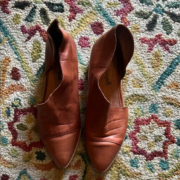 Free People Royale D’orsay Flat Brown Leather Slip-On Shoes - Picture 4 of 8